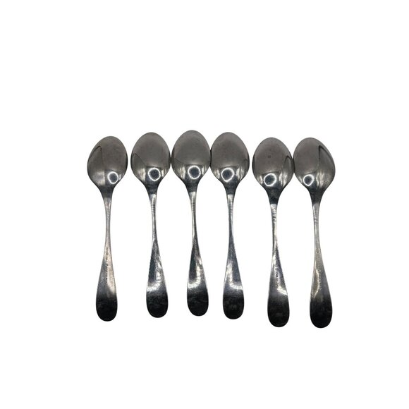 Set Of 6 Oxford Hall Crystal Palace Stainless Steel Teaspoons With Bead Edge Des - Picture 4 of 5